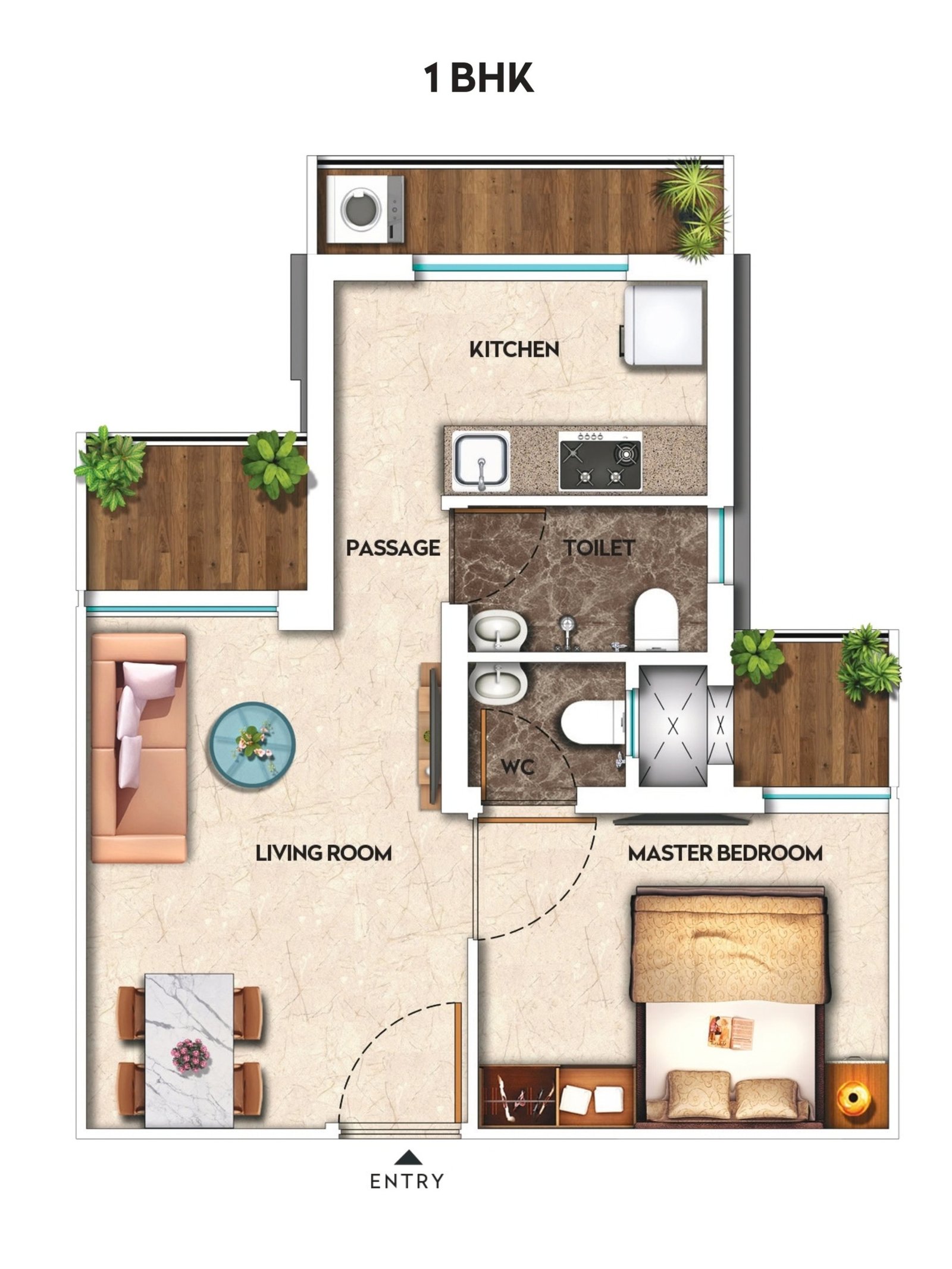 1 BHK developer unit plan