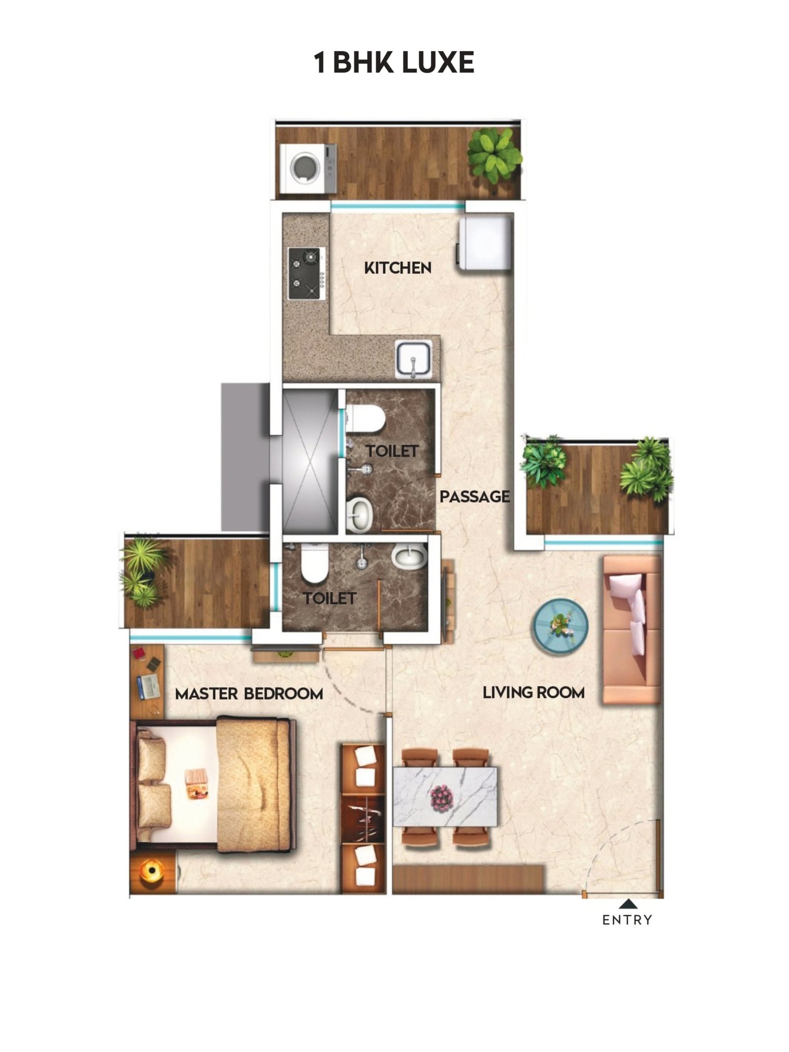 1 BHK Luxe developer unit plan